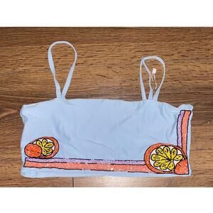 NWOT Oceanus Beaded Bikini Top XXL Blue Citrus Embellished